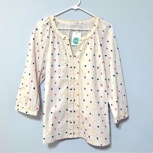 Boden NWT Cream & Multicolor Clip Dot Cotton Long Sleeve Tunic Top 18